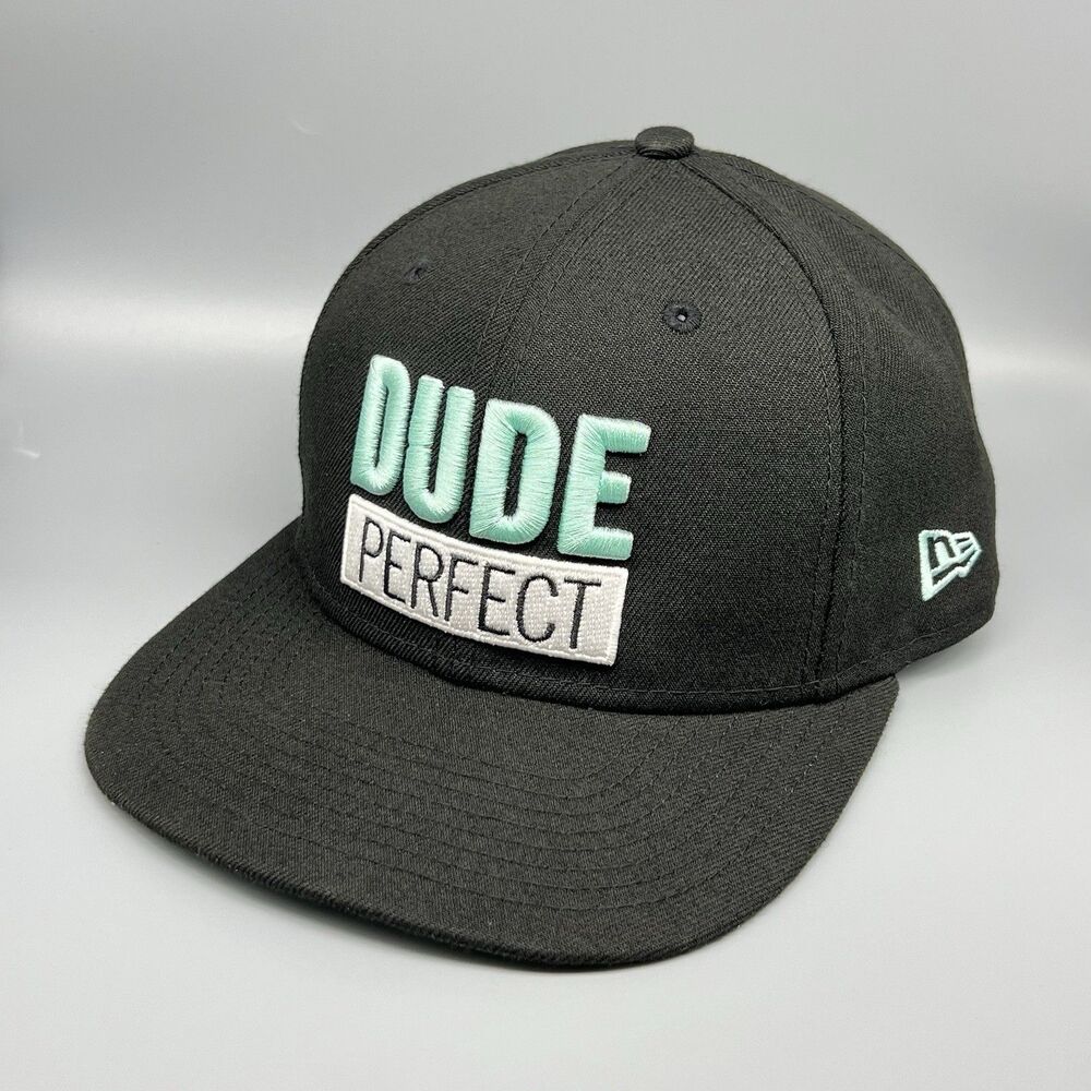 Dude Perfect Hat New Era 9FIFTY Snapback Cap Black Mint Spellout YouTube Merch